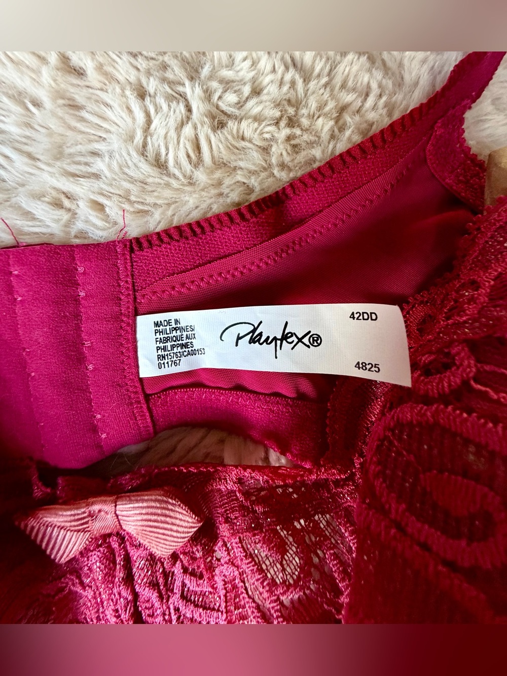 Playtex Lace Underwire Bra in Raspberry - Picture 6 of 16